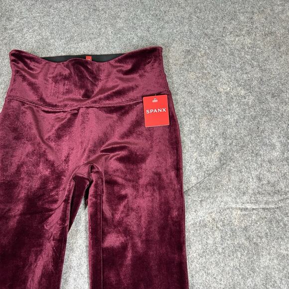 SPANX Velvet leggings Women's Small Rich Burgundy Pull On High Waist stretch - Picture 2 of 9